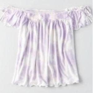 Off the Shoulder purple tie-dye top